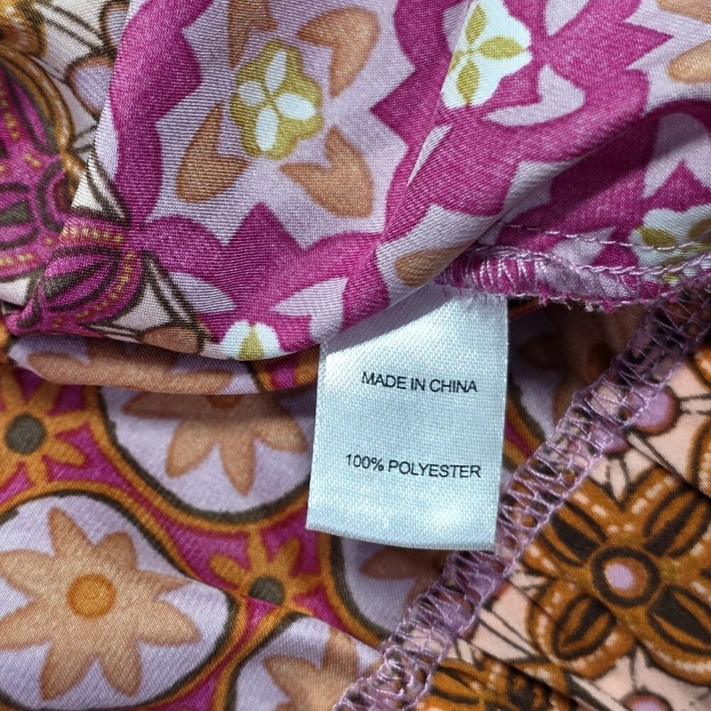 Anthropologie DREW Shirt Women M Pink Cropped Floral Boho Patchwork Artsy Retro - Picture 12 of 12